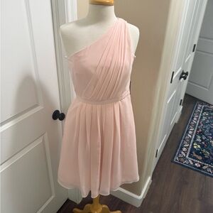 Weddington Way One-Shoulder Blush Pink Chiffon Dress